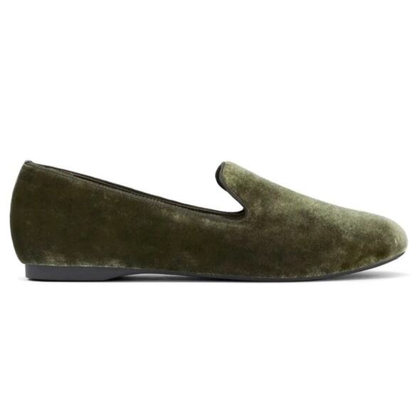 Birdies The Starling Loafers Velvet Semi Formal Flats In Moss Green Size 10 - Picture 2 of 12